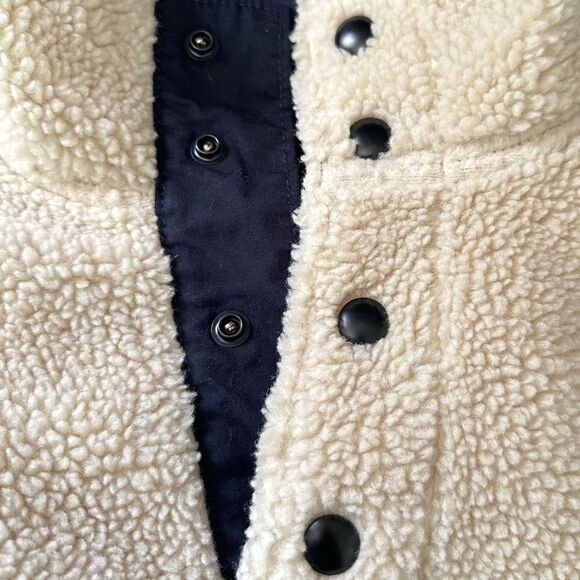 J. Crew Fleece Sherpa Cream Neutral Nordic Pullon Fisherman Granola Girl Sweater - Picture 5 of 8